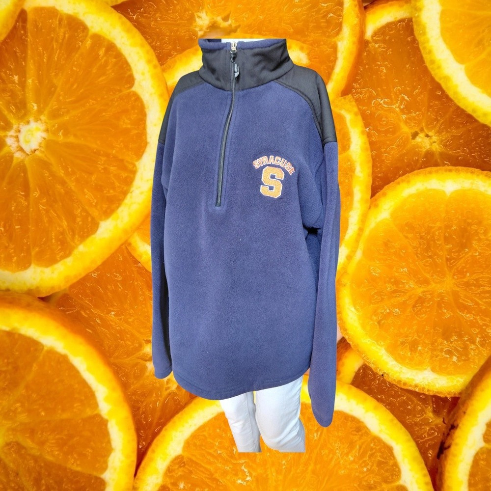 Charles River Apparel Syracuse University Navy Blue Fleece Quarter Zip Mens XL